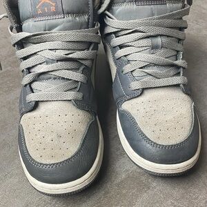 Gray and Black Nike Jordan High-Top Sneakers